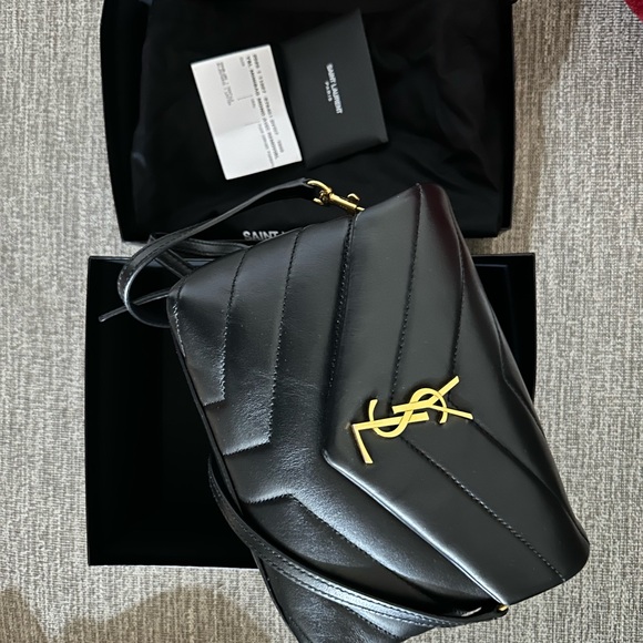 Saint Laurent Quilted Black Leather Crossbody with Gold Logo - Picture 1 of 7